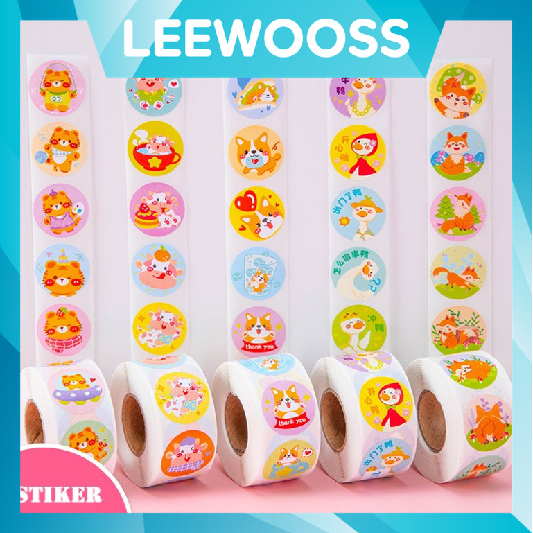 

LEEWOOSS 6593 Sticker Bulat Roll Unik Tempelan Jualan Makanan 500 PCS Stiker Roll Catering Motif Beragam 500 PCS Stiker Selamat Menikmati Sticker Bulat Roll Makanan Kue Terima Kasih