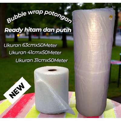 

Plastik bubble potongan hitam & putih 50 meter 3 kg. plastik packing, bungkus plastik, plastik gelembung