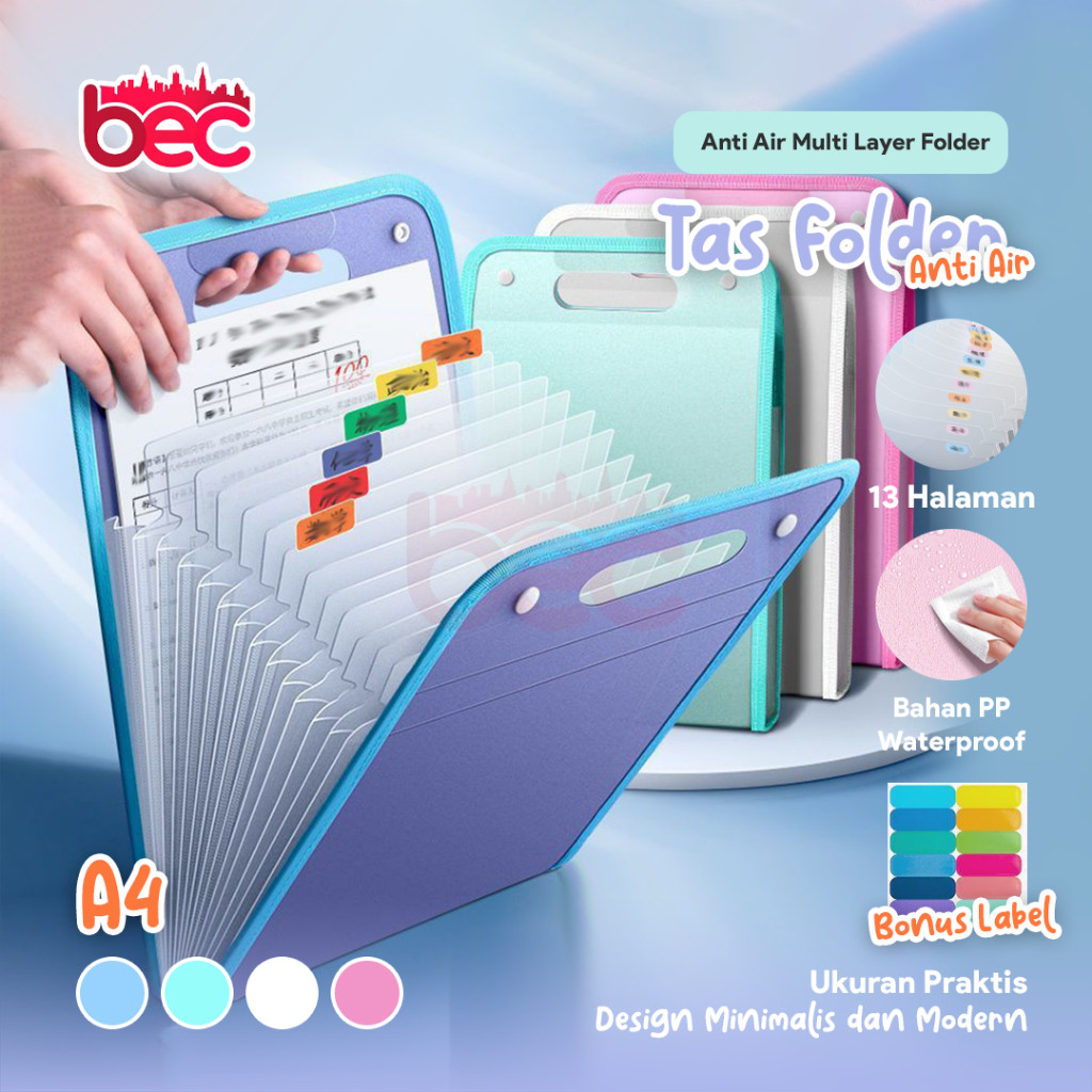

New [BEC] Tas File Handle Warna Transparan Anti Air Multi Layer | Folder Tas File 13 Sekat Map Tas Dokumen A4 Folder Map Kerja DocumentPremium