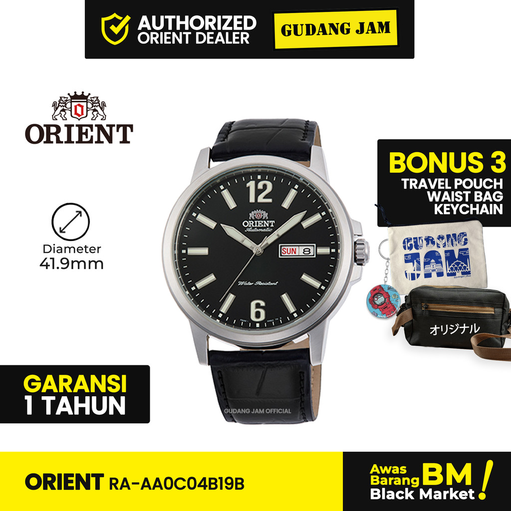 Jam Tangan Pria Orient RA-AA0C04B19B Kulit Leather Band Mechanical Display Date