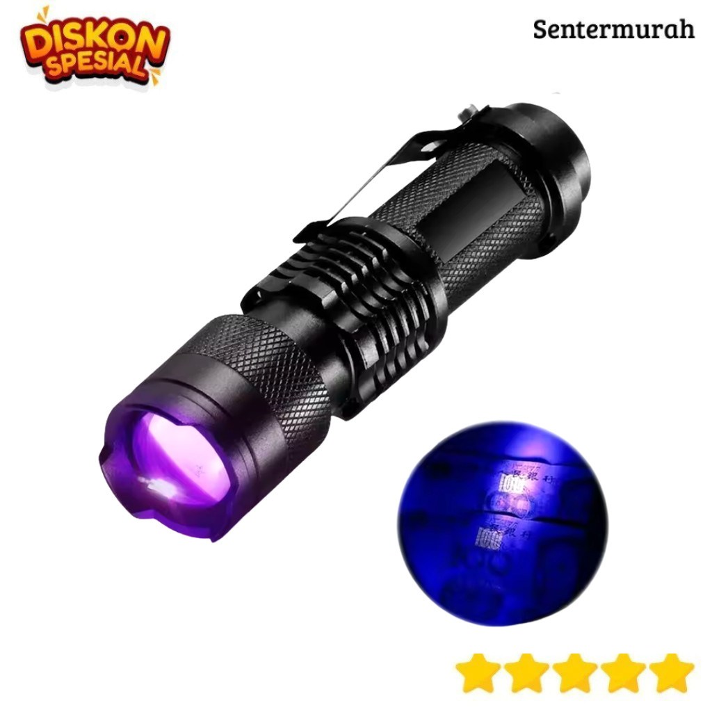 Senter UV LED Flashlight Senter LED sentermurah Ultraviolet 395 Terbaik Premium