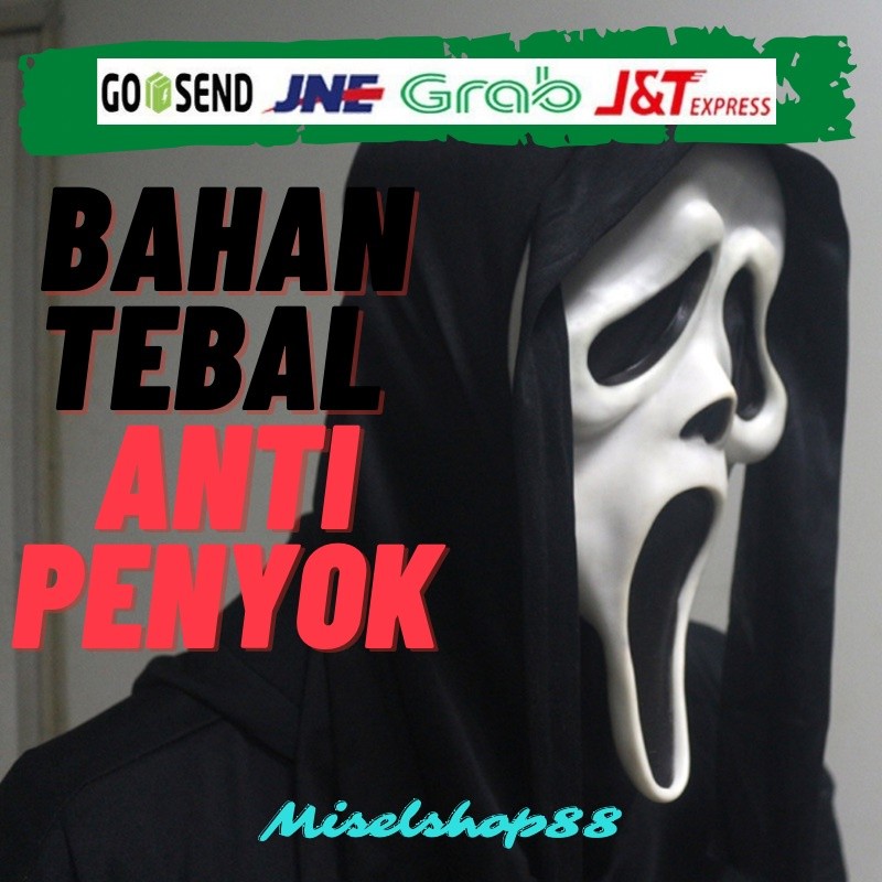 Topeng Scream Ghost Tebal Anti Penyok Hantu Seram Cosplay Halloween