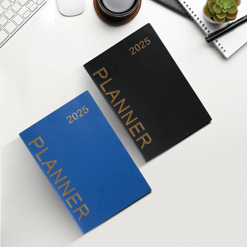 

NL Buku Agenda Softcover Monthly Planner Notebook A5 304 Halaman Kulit PU Black Blue Biru Hitam - TD-2025