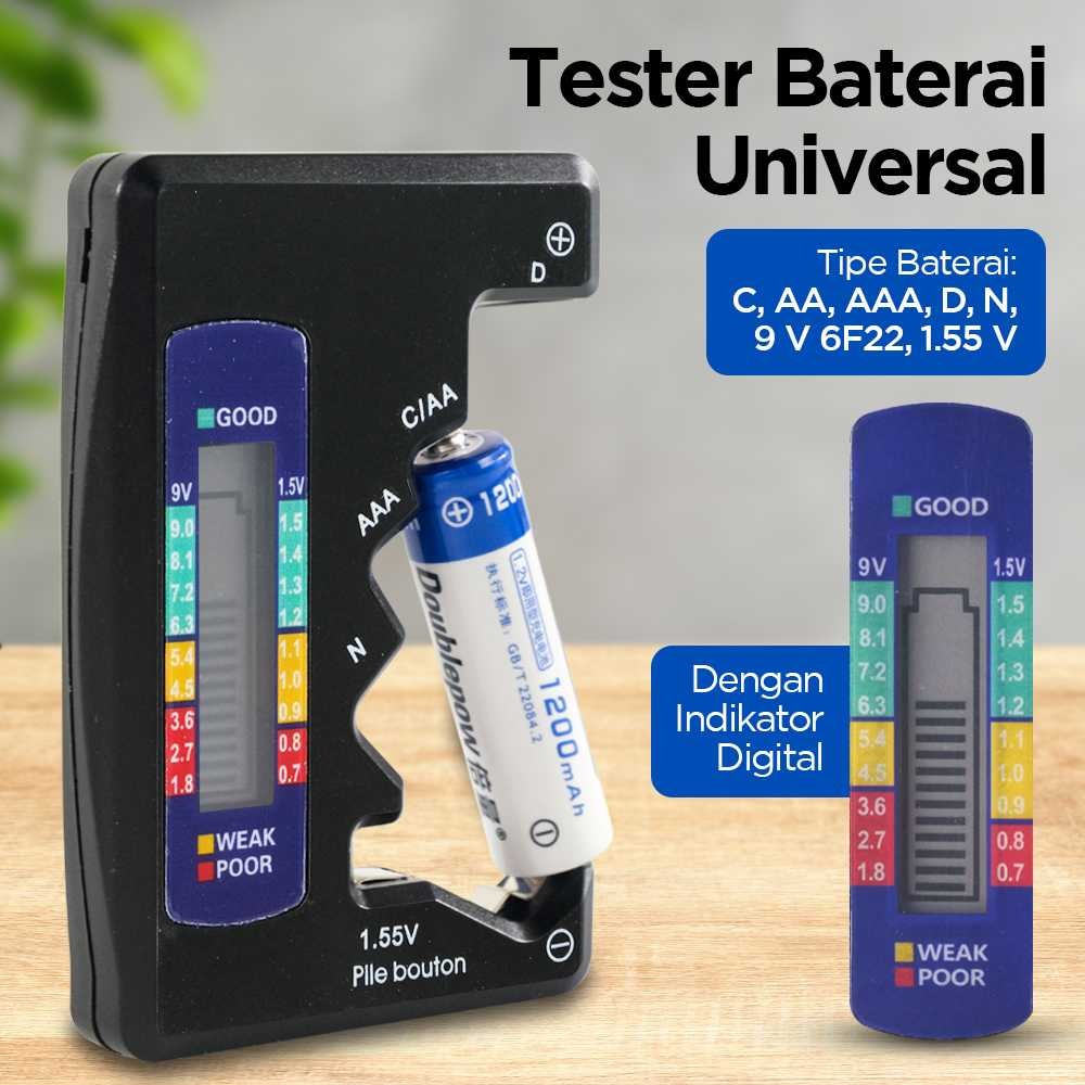 

Domura Tester Baterai Universal Capacity Checker C AA AAA D N 9V 6F22 1.55V - TBD01