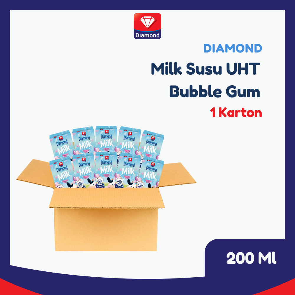 

Diamond Milk Susu UHT Bubble Gum 200 ML 1 Karton