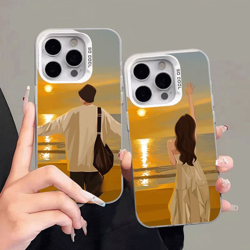 ✨Hadiah Couple✨Senja Casing Couple iPhone All Type SoftCase Lucu untuk iPhone 16 13 11 15 pro xs XR 