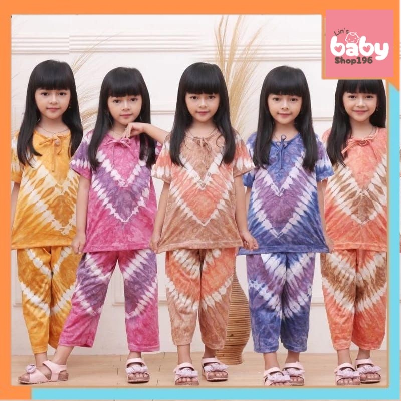 Baju Stelan CP Anak Batik Abstrak Stelan Pelangi Celana Panjang Virall Murah BAJU  ANAK MURAH LUCU