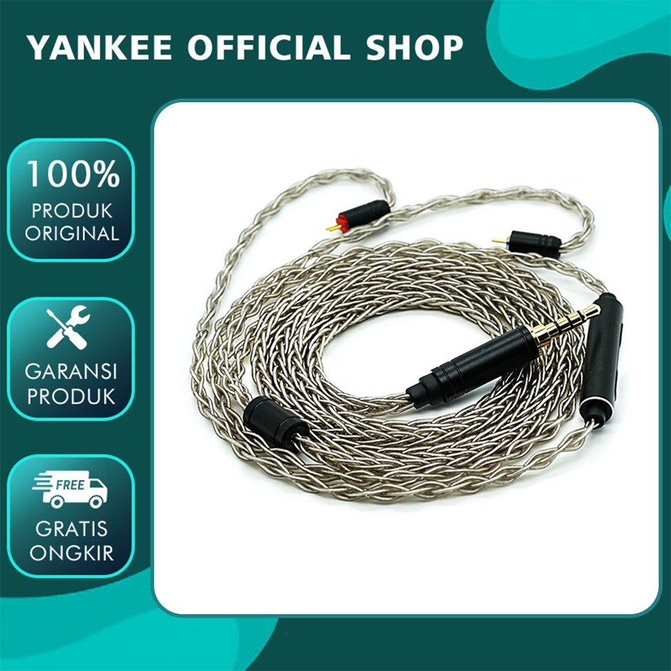 XINHS 8 Core Silver Plated Copper 3.5mm / USB Type C Upgrade Cable With Microphone IEM Kabel