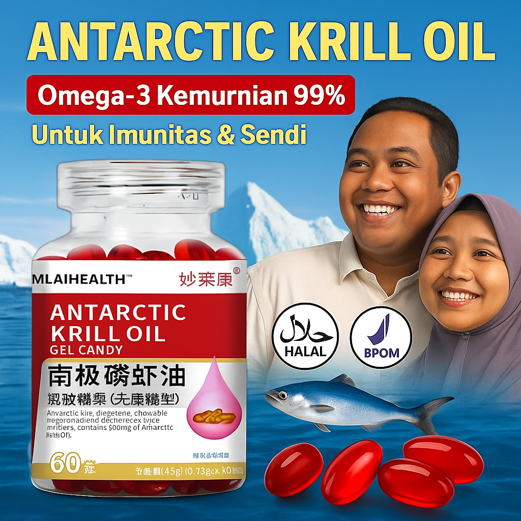 

【Pengiriman 24 Jam + COD】Minyak Krill Antartika Alami Antarctic Krill Oil Astaxanthin Alami 2X Omega-3 Krill Oil– Kulit Glowing & Anti Lelah, Atasi Keriput &Kulit Kering,Energy Booster, Tanpa Bau, untuk Wanita Suplemen Makanan Alami