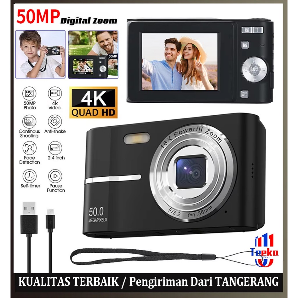 TEEKA 4K Kamera Digital 64MP 16/18X Digital Zoom Digicam Kamera Pocket 4K Kamera Mini / Kamera Saku 