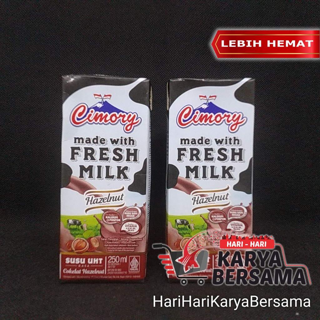 MINUMAN CIMORY SUSU UHT FRESH MILK HAZELNUT PACK 2'S X 250ML