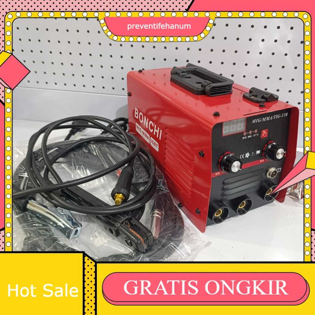 Mesin Las BONCHI Inverter MIG-250 120A IGBT Mesin las mig tanpa gas Inverter Trafo las Mesin las low