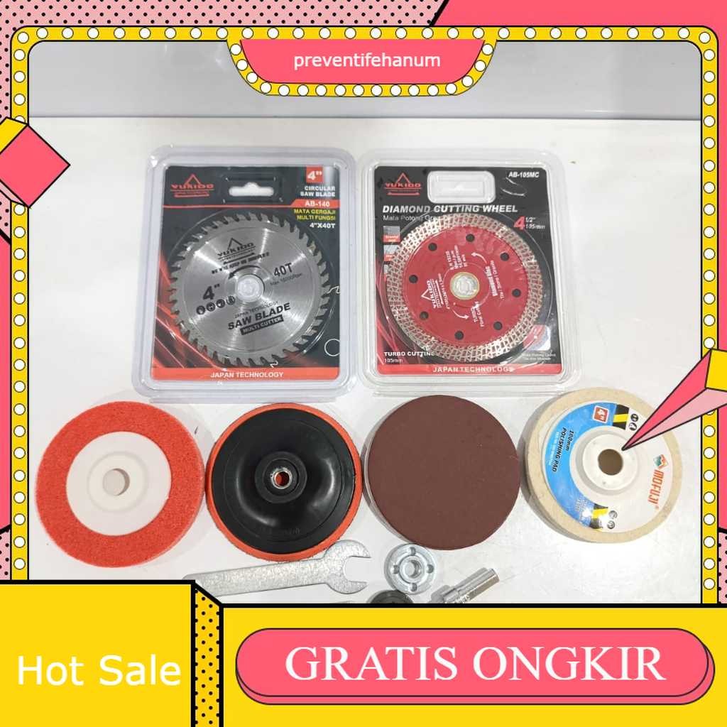 PAKET LENGKAP Mata Gerinda Potong Kayu - Keramik - Besi - Amplas - Poles - Asah - Amplas