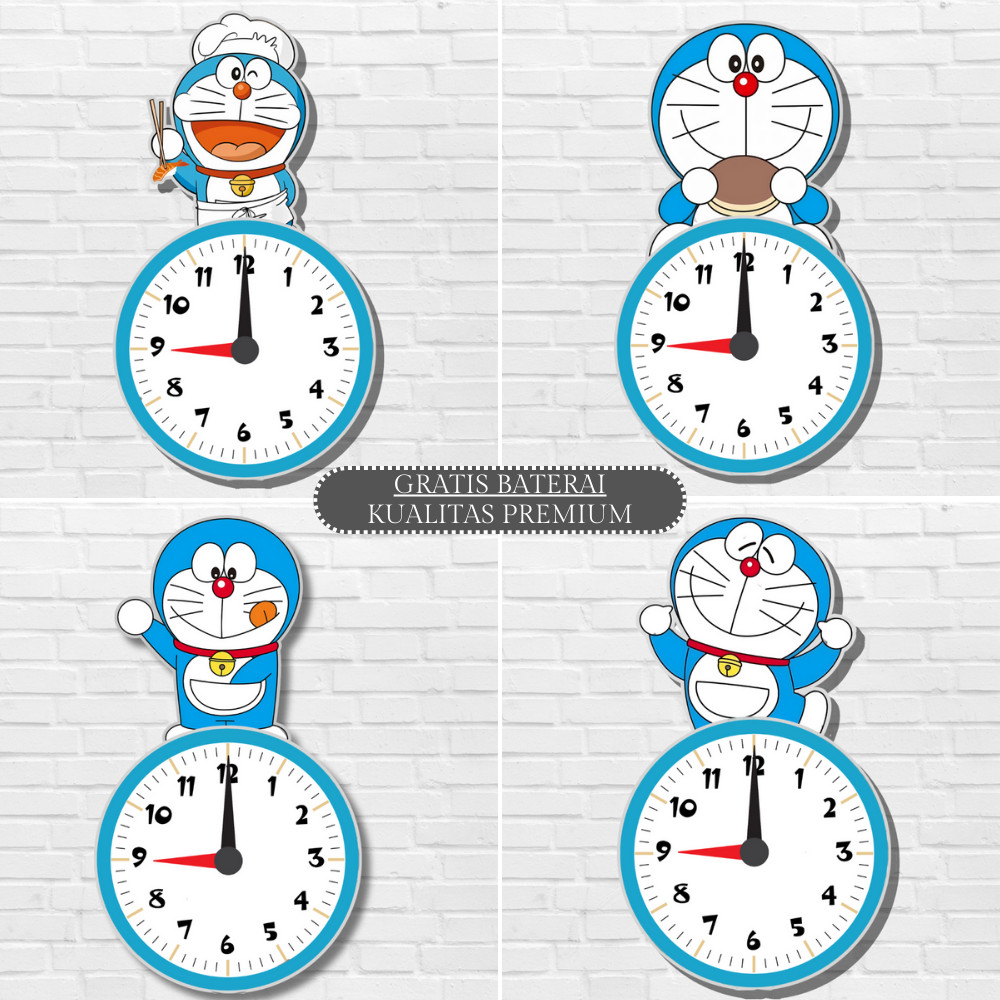 Jam Dinding Aesthetic Karakter Doraemon Lucu & Unik – Gratis Baterai