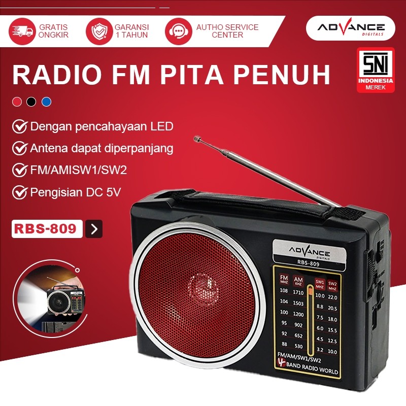 DISKON Advance radio fm  RBS-809 radio fm / am / sw1 / sw2 radio 4 band radio jadul radio mini porta