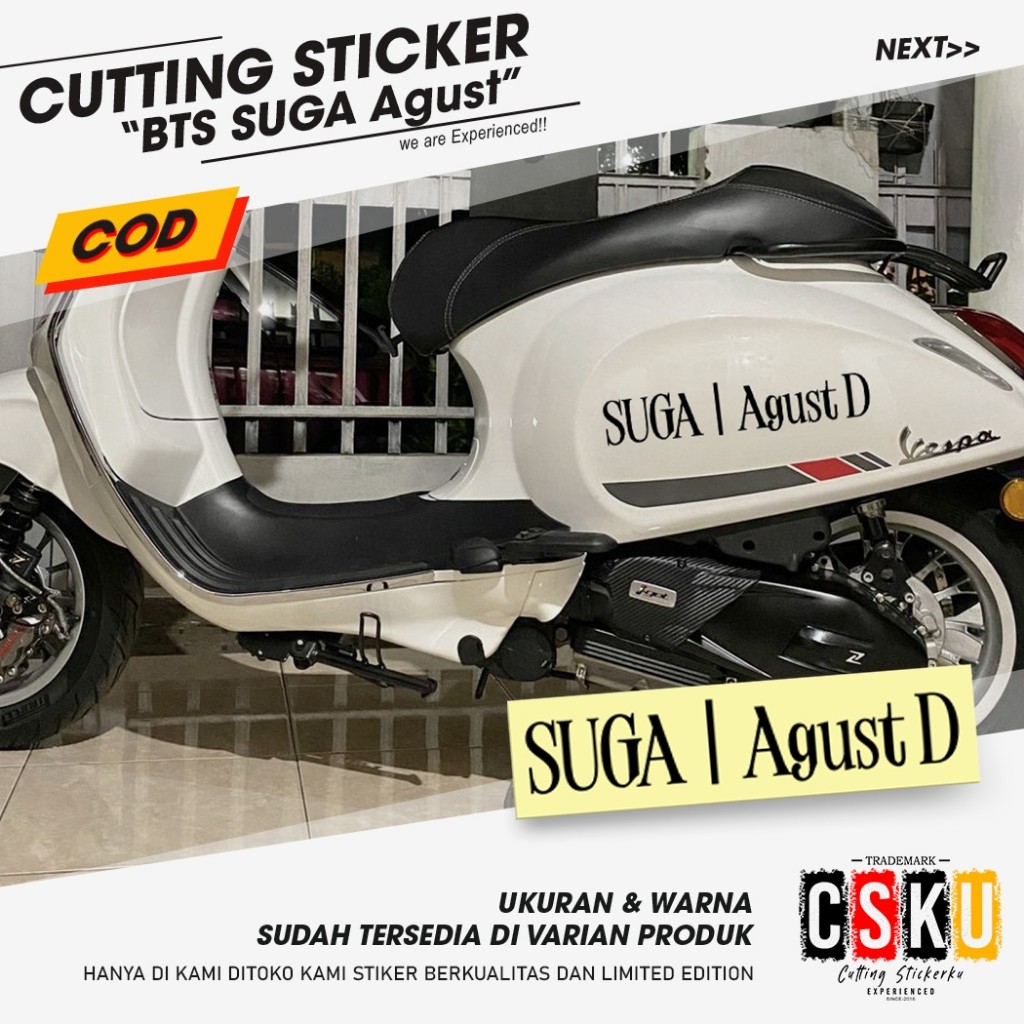 Cutting Sticker Reflective Bts Suga Agust Variasi Motor Mobil Anti Air Tahan Lama Aksesoris Keren
