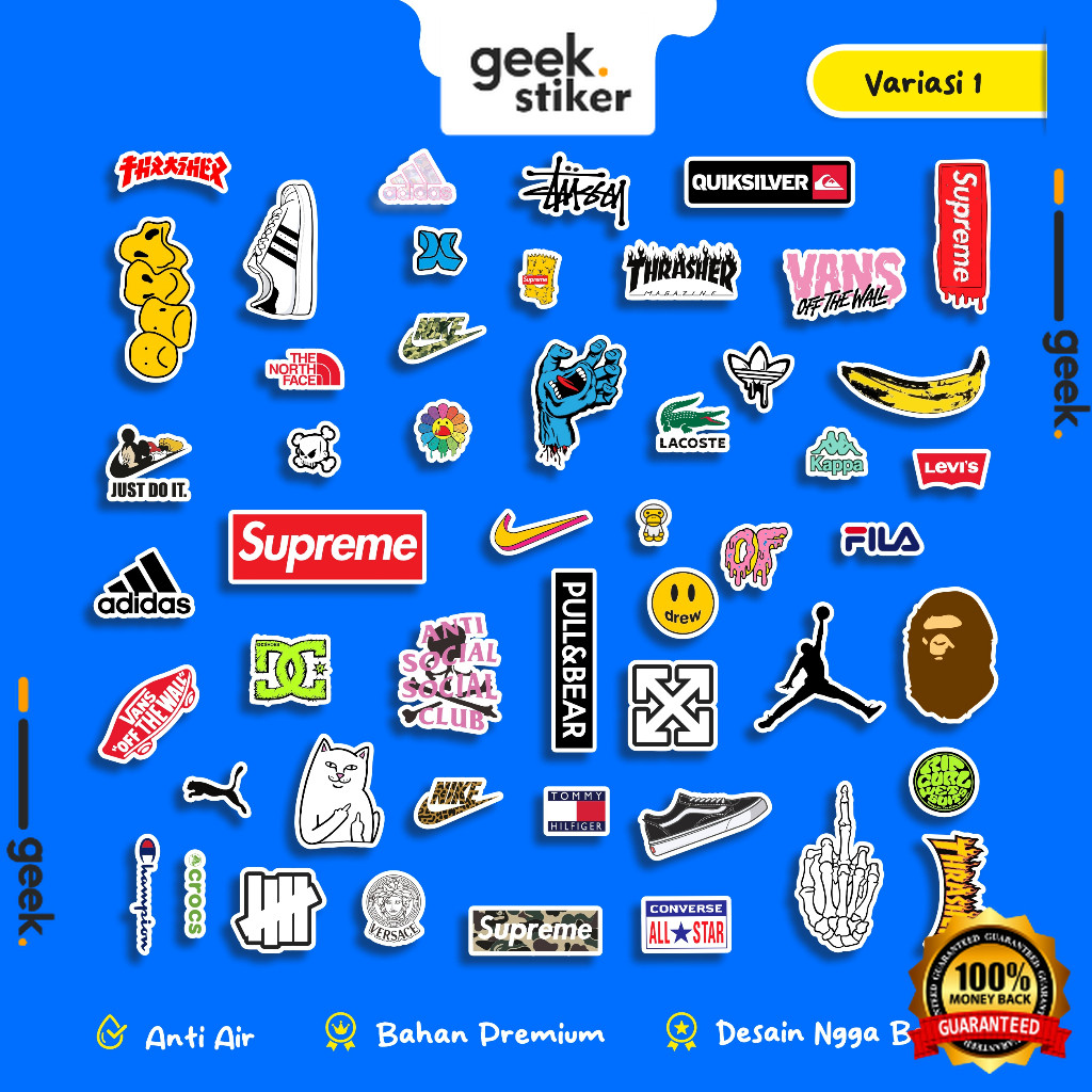 

Stiker Pack Logo Hypebeast Graffiti Aesthetic | Stiker Vinyl Waterproof Anti Air | Stiker Laptop Koper Tumbler HP Dekorasi