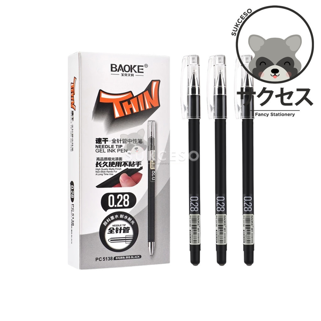 

Baoke Gel Pen Pulpen Gel Tinta Hitam 0.28mm PC-5138