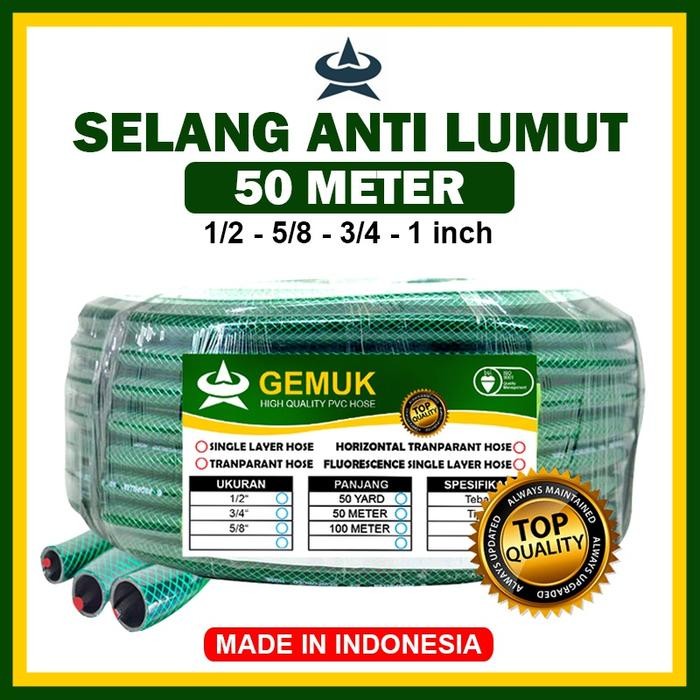 GEMUK Selang Air 50 Meter Selang Air cuci motor Selang Taman Hijau Selang Benang Anyam 100 Meter Sel