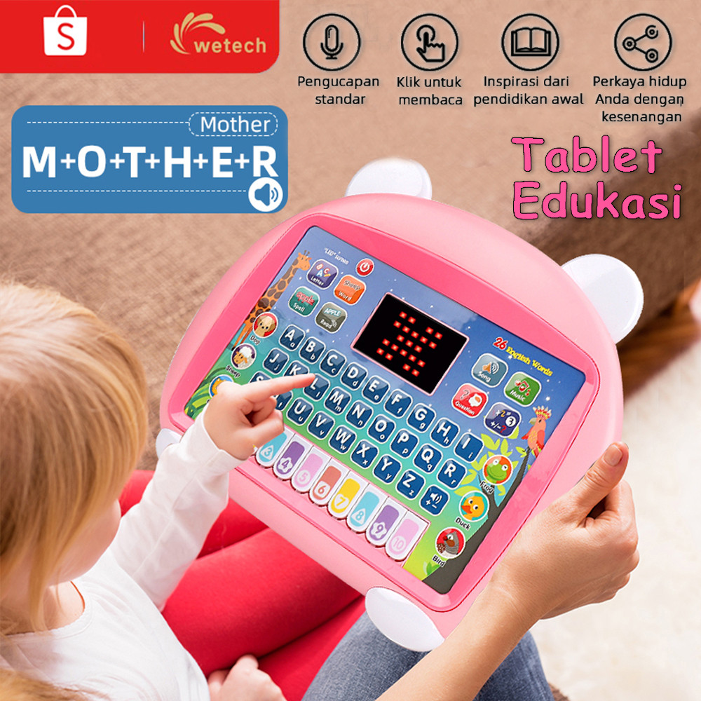 JUKISHOP WETECH Laptop Mainan Edukasi Anak Tablet Belajar Huruf Edukasi Anak Mainan Tablet Musik Pia