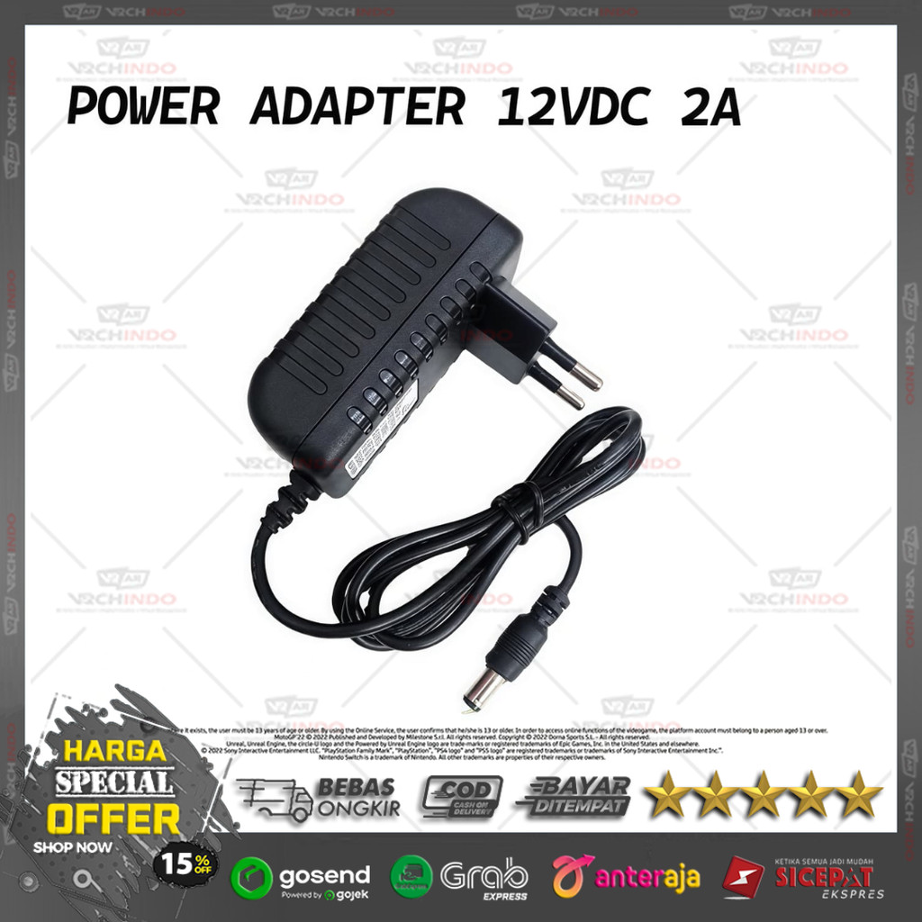Adaptor Power Supply 12V 2A DC / Charger Universal CCTV Router Lampu Fan 