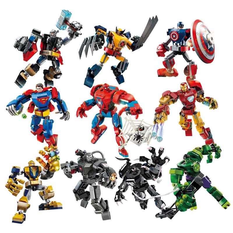 

Superhero Model Bricks Avengers Thor Iron Man Spider-Man Thanos Assemble Compatible Action Figure Toy Building Blocks Kids Gifts
