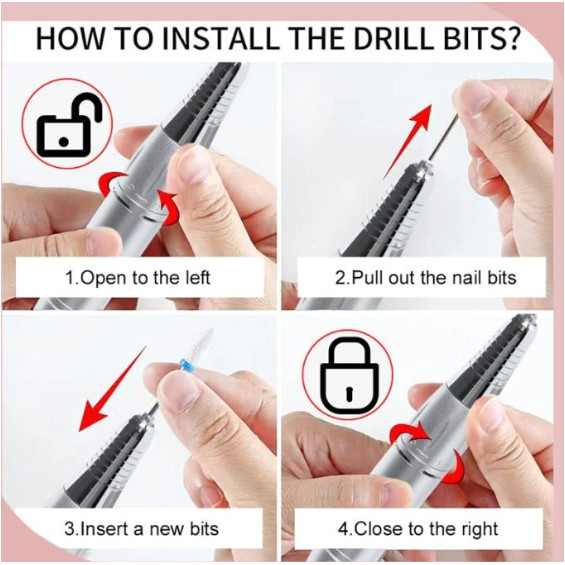 Alat Kikir Kuku Elektrik, Alat Kikir Kuku Elektrik Portable Rechargeable Nail Drill Polisher
