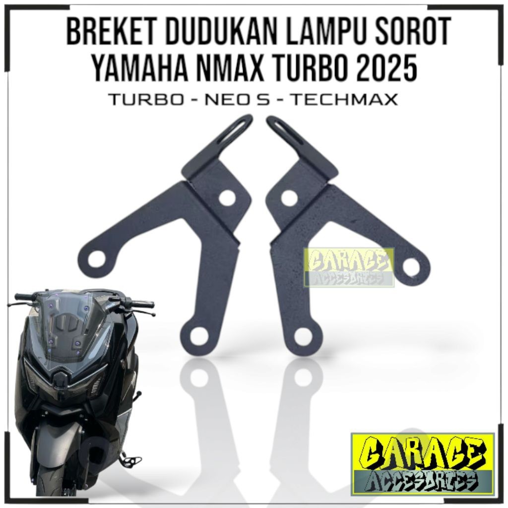 Breket dudukan lampu tembak Nmax Turbo Neo s Techmax 2025 Breket Foglamp lampu tembak Turbo 2025