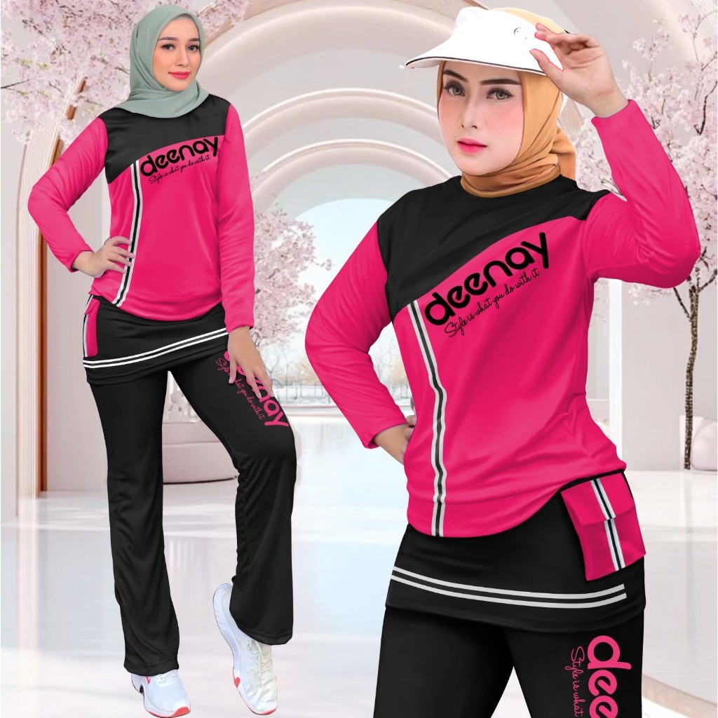 Setelan Olahraga Wanita Kombinasi Rok Celana Cargo Sporty Deenay Set Training Viral Kekinian Gratis 