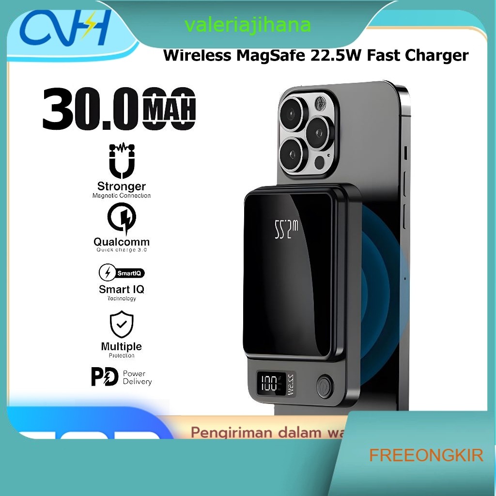 POWERBANK 30000MAH FAST CHARGING Wireless Charger Mini Magnetic Magsafe 20W TYPE C
