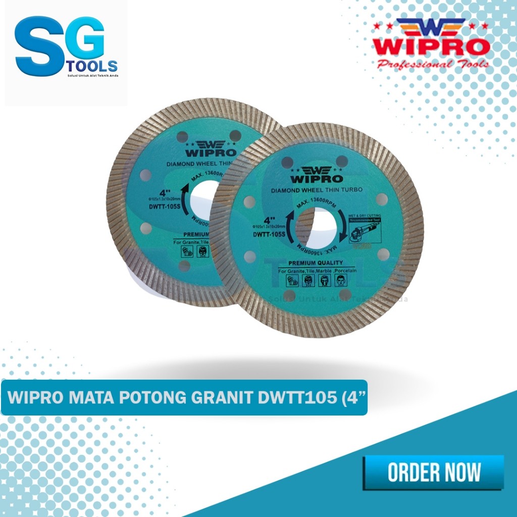 Wipro Mata Gerinda Potong Granit 4" DWTT 105 - Mata Potong Batu Diamond Wheel  DWTT 105S 4" Wipro - 