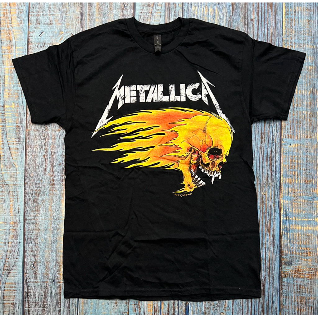 (COD) Kaos T-Shirt Band Metallica - Flaming Skull Official Merchandise