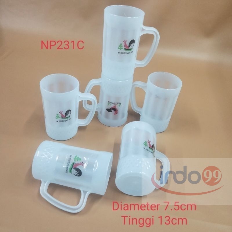 (GROSIR) GELAS GAGANG PLASTIK NP231C/ GELAS PLASTIK MOTIF TIKAR / GELAS MINUM