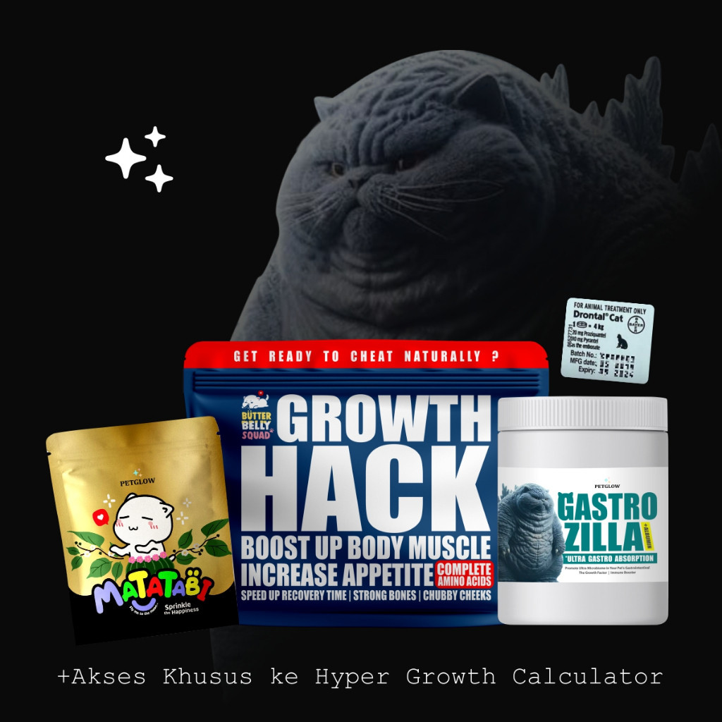 30 Days Hyper Growth untuk Kucing Anabul Growth Hack Gastro Zilla Paket Vitamin Probiotic Probiotik 