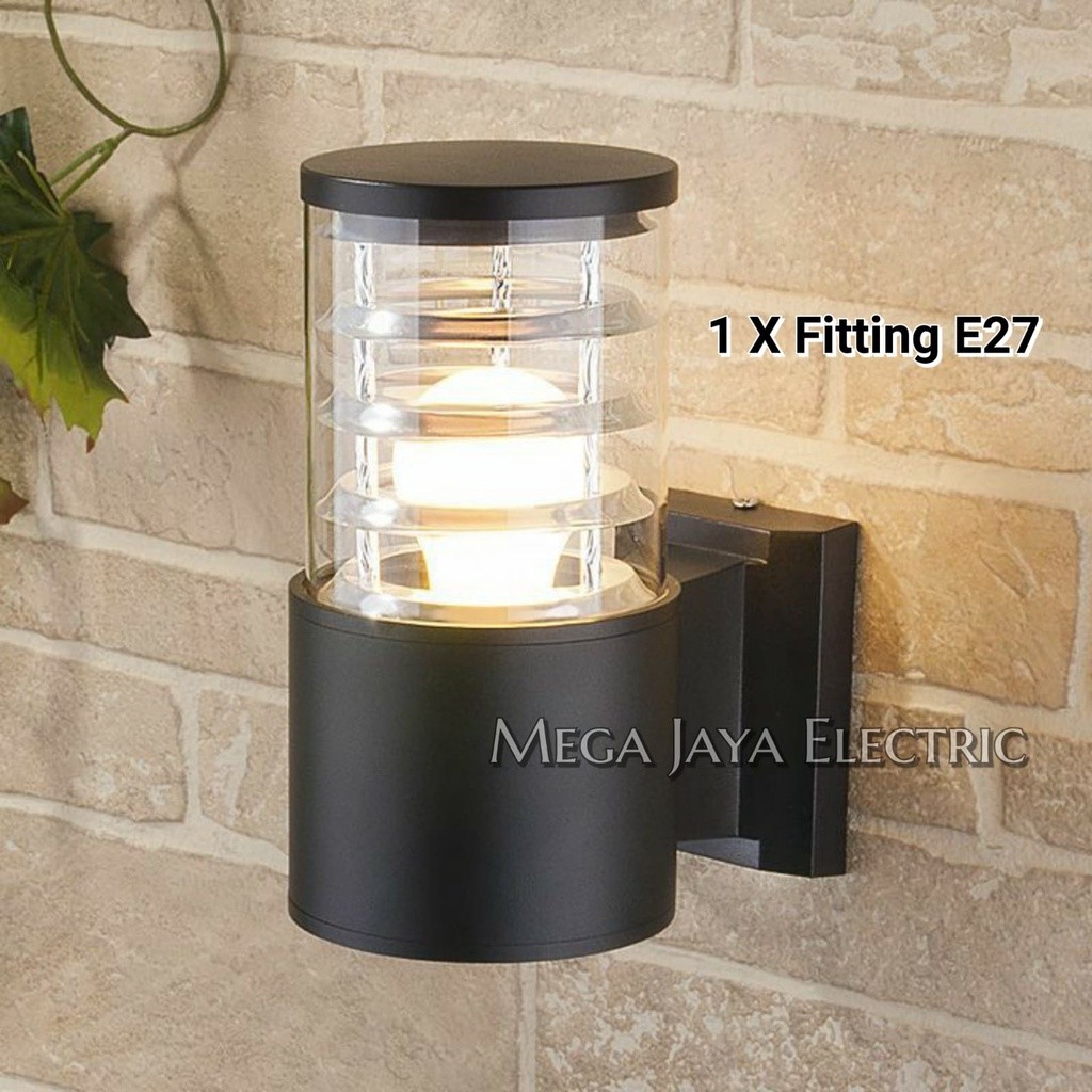 LAMPU DINDING TAMAN OUTDOOR 1 X FITTING E27 BULAT KISI KISI BENING
