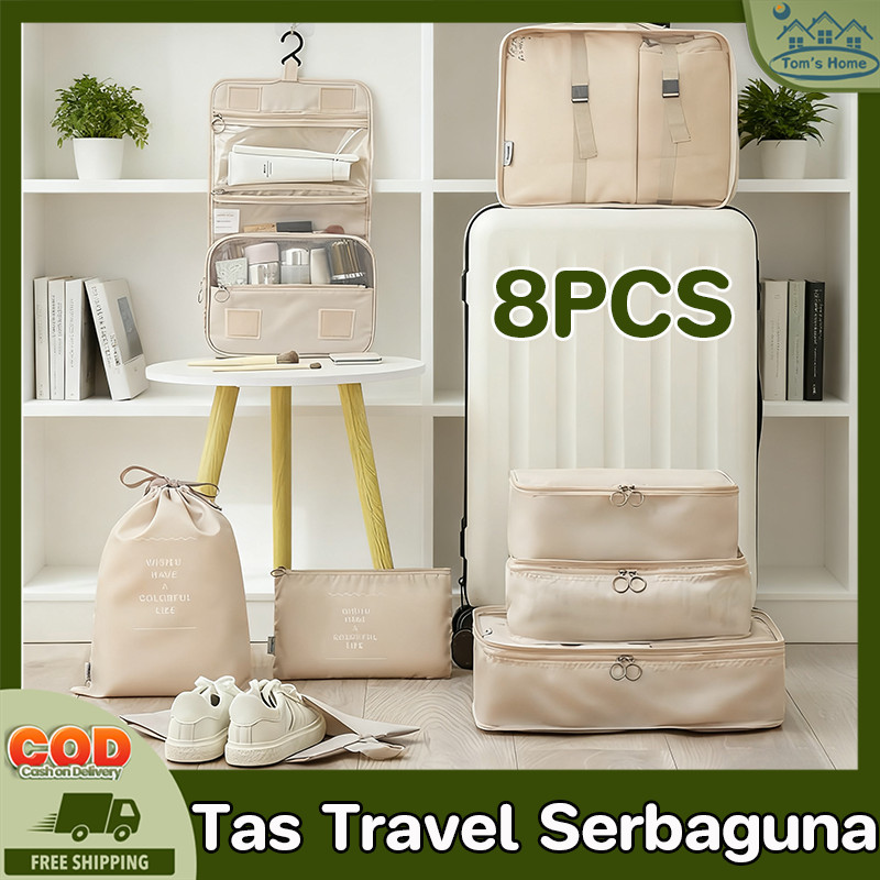 8 IN 1 Tas Travel Serbaguna Premium Tas Penyimpanan Pakaian Organizer Praktis Tas Dalam Koper