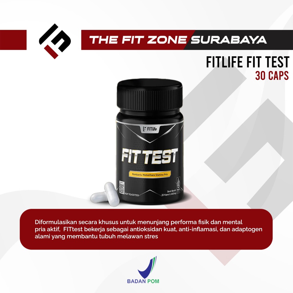 FITLIFE FITtest 30 Kapsul 600mg - Suplemen Fitness Pria Testo Booster Peningkat Hormon Testosteron V