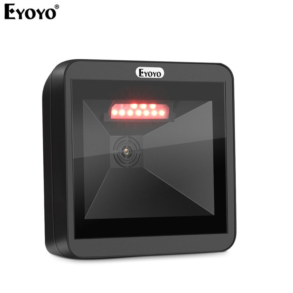 Eyoyo 2D Desktop Barcode Scanner, Omnidirectional Hands-Free Wired USB Big Barcode Reader 1D QR Scre