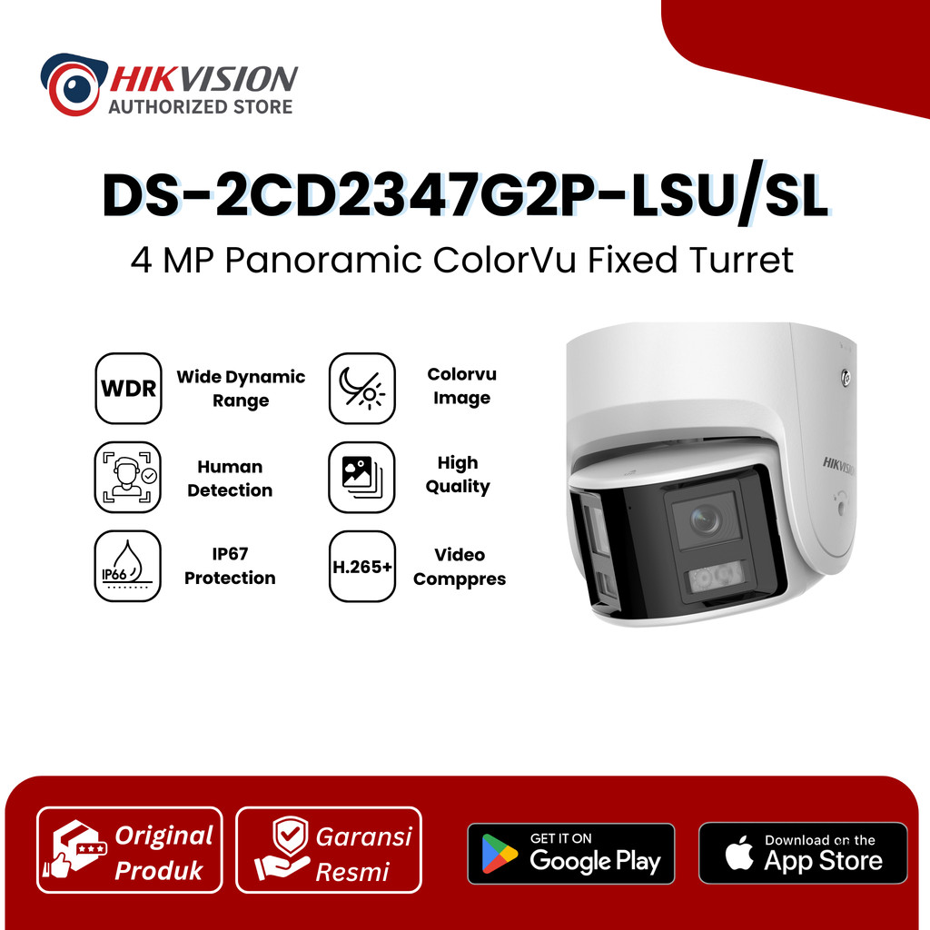 HIKVISION DS-2CD2347G2P-LSU/SL IP KAMERA 4MP LENSA PANORAMIC COLORVU TURRET