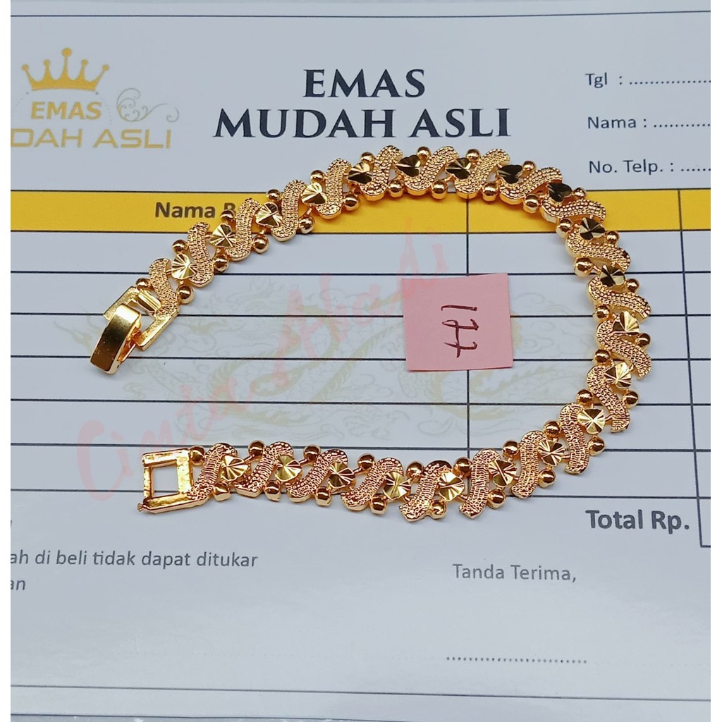 gelang emas asli 5gram kadar 875 model hongkong ada surat