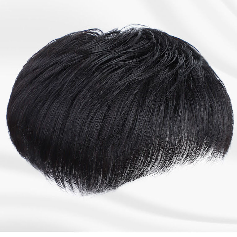 Set Wig Rambut Kepala Pria Rambut Asli Pengganti Wig Anak Laki-laki Rambut Botak Inci Rambut Pendek 