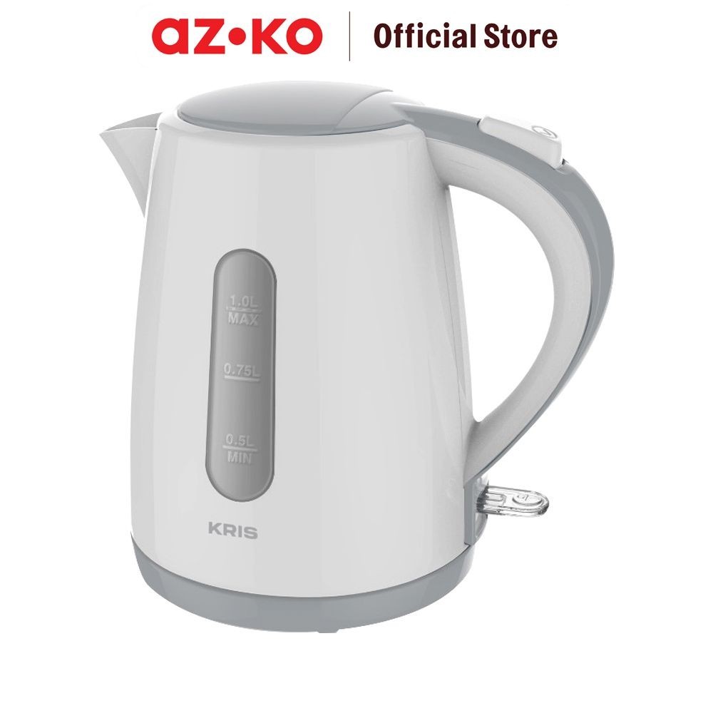 PROMOAZKO Kris 1 ltr Teko Listrik Plastik 800 watt - Putih Kettle Plastic Wadah Air Minum Alat Peman