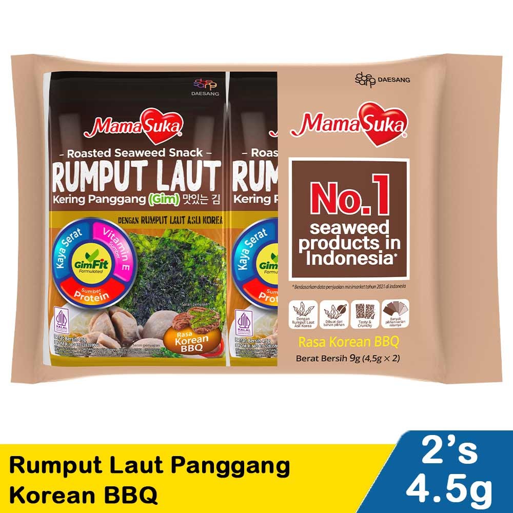 MAMASUKA RUMPUT LAUT PANGGANG (NORI) BBQ 2x4.5g