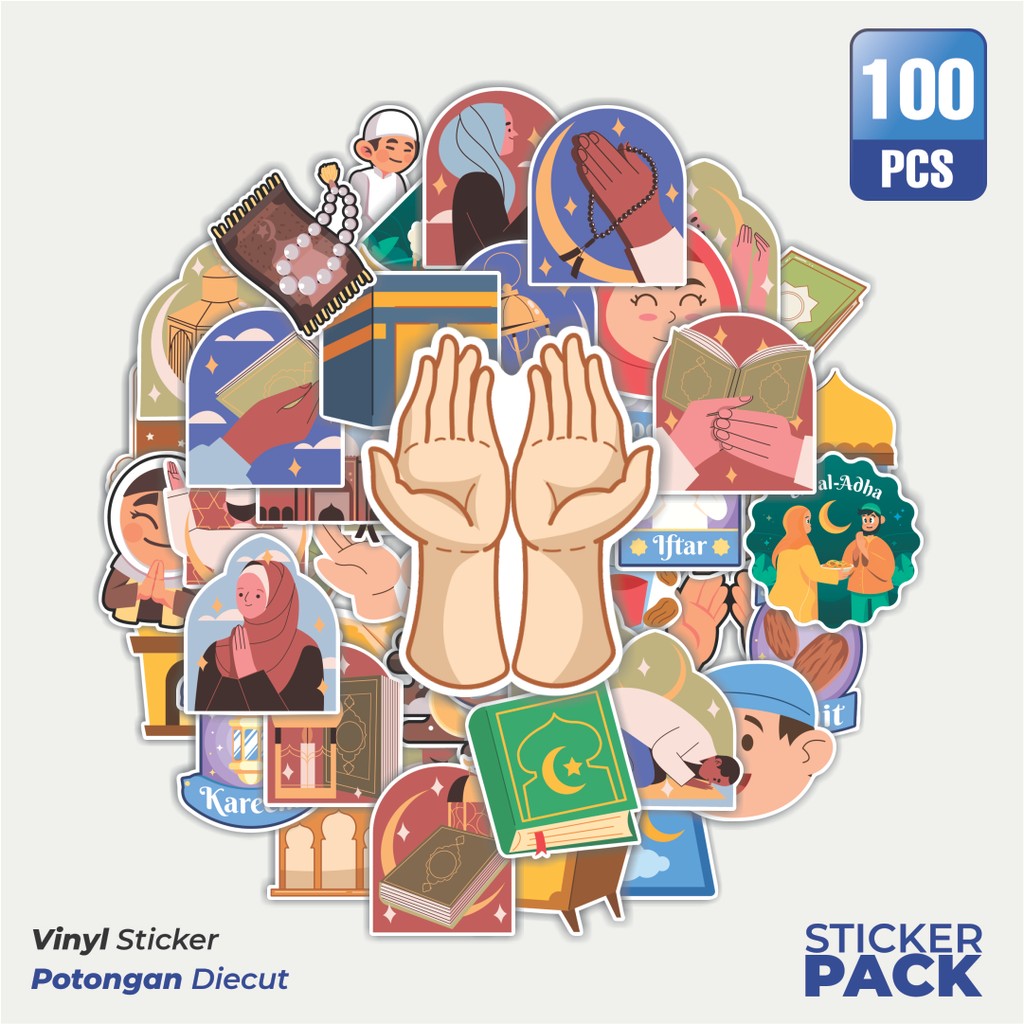 Stiker Vinyl Stiker Muslim Religion Stiker Waterproof Aesthetic- Untuk Laptop, Motor, dan Helm - Pap
