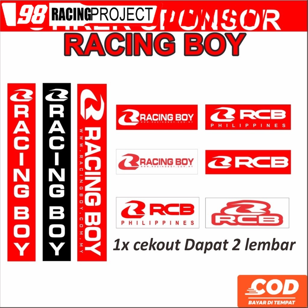 Stiker Racing Boy Sticker Rcb Sponsor Shock Depan