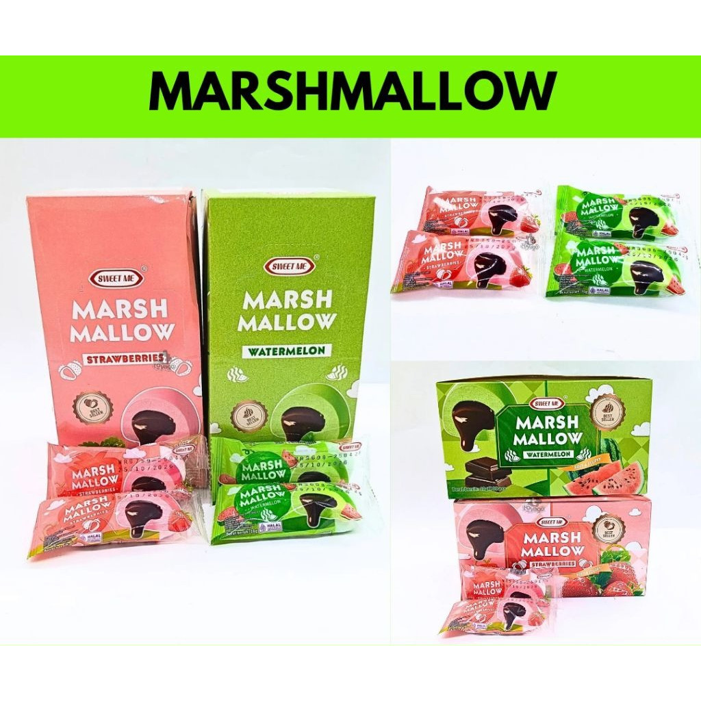 Sweet me marshmallow rasa strawberry dan semangka watermelon stroberi isi 30 pcs permen grosir murah