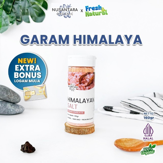 Nusantara Organic Garam Himalaya Original Himalayan Salt Pink Rock Asli Pakistan Organik 160gr Fresh