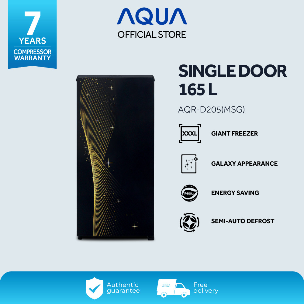 AQUA Elektronik AQR-D205(MSG) 1Door 165 L [Star Sky Gold] - Giant Freezer - Environmental Friendly -