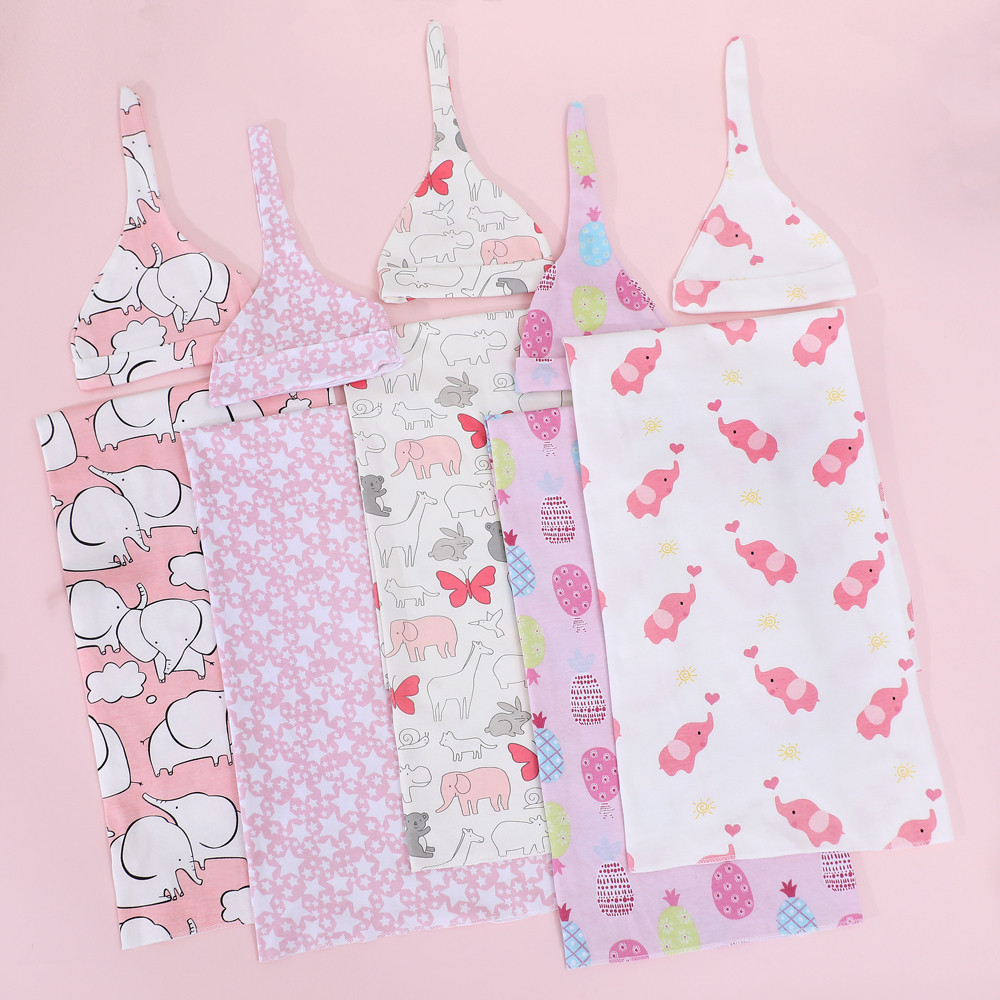 cod bedong bayi set topi katun lembut adem bedong newborn