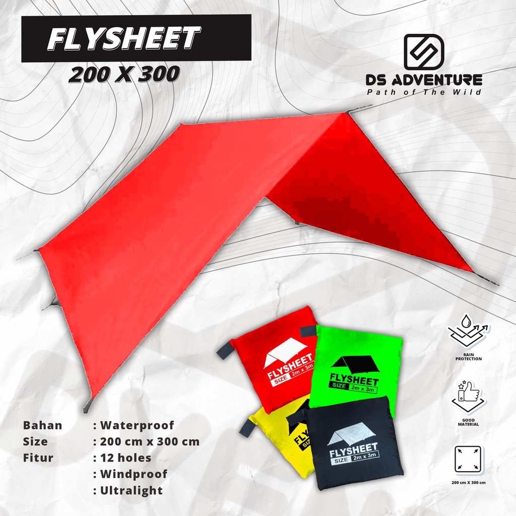 gitata980  Flysheet atap tenda  2x3 type bushcraft waterproof - flysheet 2x3 waterproof - flysheet 3